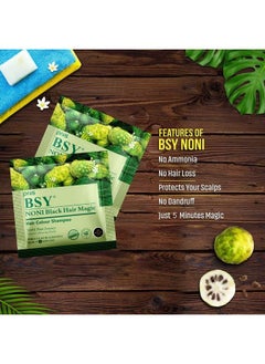 BSY Noni Black Hair Magic Hair Color Shampoo 5 Minutes Hair Color 20Ml Each (Pack Of 6) Black  - Image 5