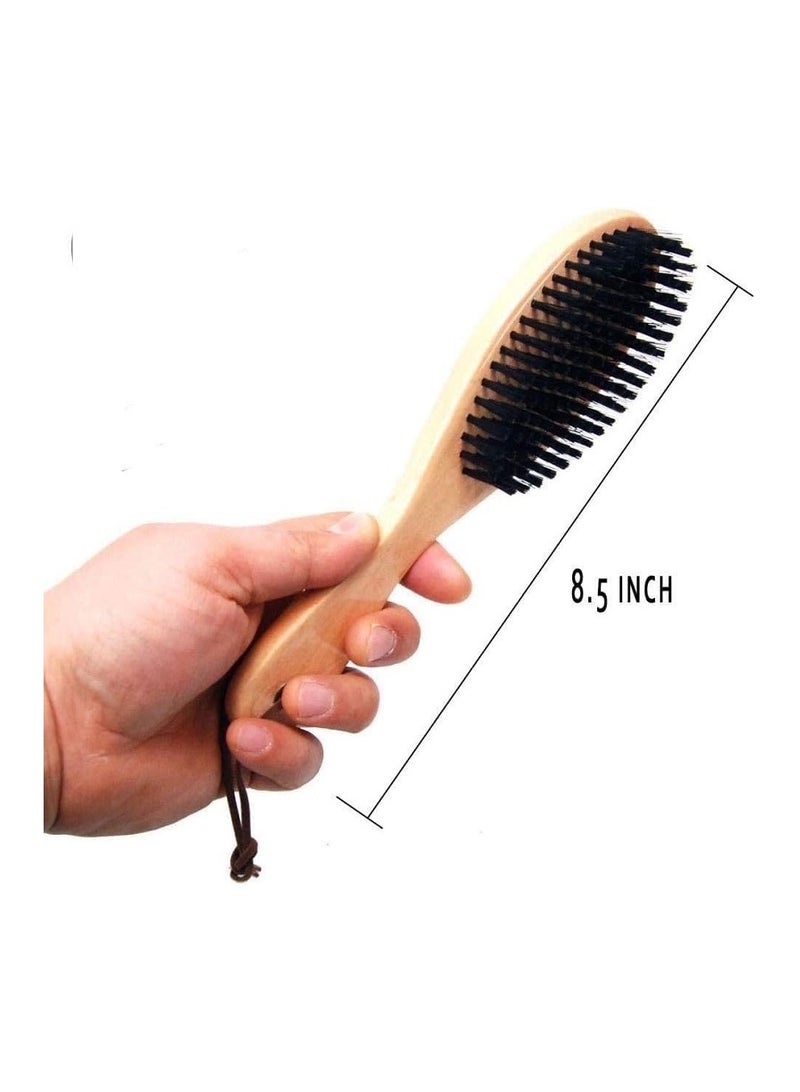 فرشاة شعر خشبية بشعيرات سوداء-فرشاة شعر عملية بمقبض خشبي طبيعي مريح لليد، تمنحك تجربة تصفيف ناعمة ولطيفة على فروة الرأس - Image 2