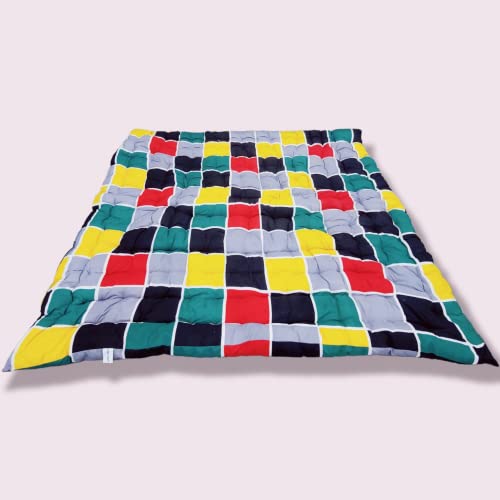 Deevine Craft Soft Cotton Quilt | Foldable Movable Picnic Light Weight Filled Single Firm Mattress| Gadda (3D Design Printed, Small Queen Capacity, 4 x 6 ft or 48 x 72 Inches) (Multicolor Boxes) - Image 3