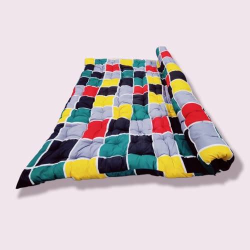 Deevine Craft Soft Cotton Quilt | Foldable Movable Picnic Light Weight Filled Single Firm Mattress| Gadda (3D Design Printed, Small Queen Capacity, 4 x 6 ft or 48 x 72 Inches) (Multicolor Boxes) - Image 4