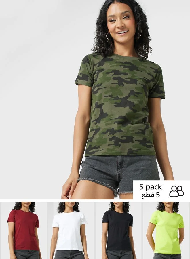 Ginger Basics 5 Pack Essential Round Neck T-Shirt