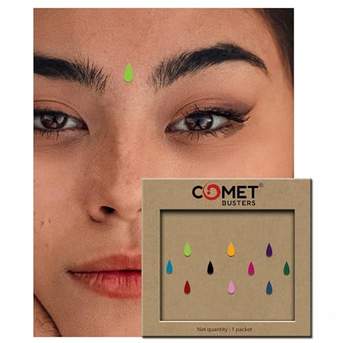 Comet Busters Tear Drop Shaped Velvet Multicolor Bindi (10 mm) (BIN999) - Image 4