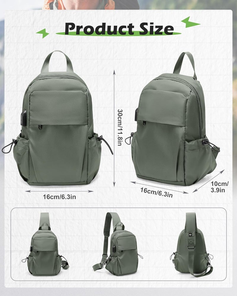 SEAFEW Green Sling Crossbody Backpack Shoulder Bag for Men Women - Small One Strap Sling Bag Fanny Pack Daypack, Waterproof Nylon Chest Bag for Motorcycle Hiking Travel Gym Sport - Image 3