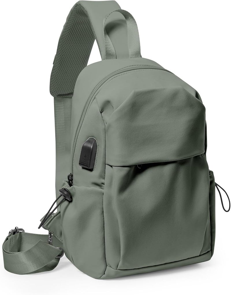 SEAFEW Green Sling Crossbody Backpack Shoulder Bag for Men Women - Small One Strap Sling Bag Fanny Pack Daypack, Waterproof Nylon Chest Bag for Motorcycle Hiking Travel Gym Sport - Image 1