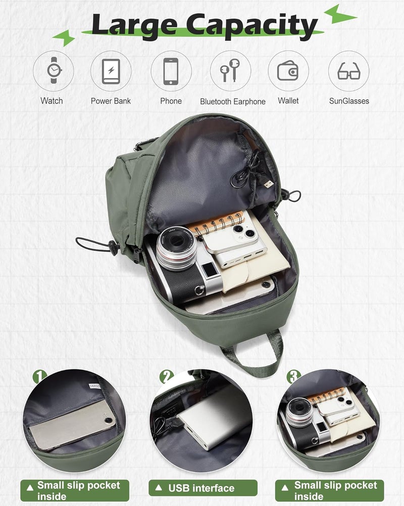SEAFEW Green Sling Crossbody Backpack Shoulder Bag for Men Women - Small One Strap Sling Bag Fanny Pack Daypack, Waterproof Nylon Chest Bag for Motorcycle Hiking Travel Gym Sport - Image 4
