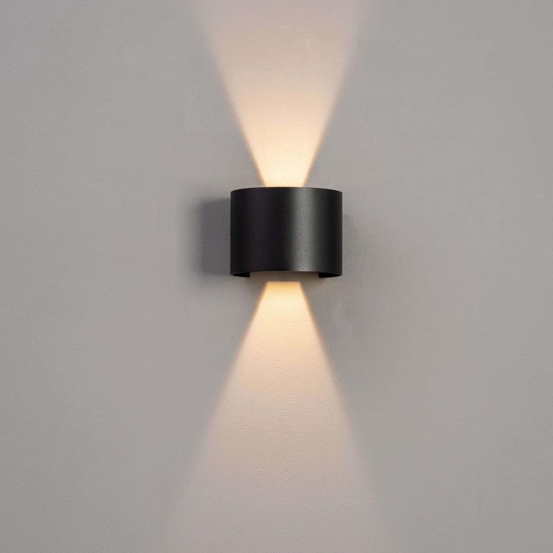 SEER 4 Watts Pack of 1 2 Ray Oval UpDown Outdoor Aluminium LED Outdoor Waterproof IP65 Exterior Wall Step Light Fixture Waterproof Lamp Warm White Black Body - Image 1