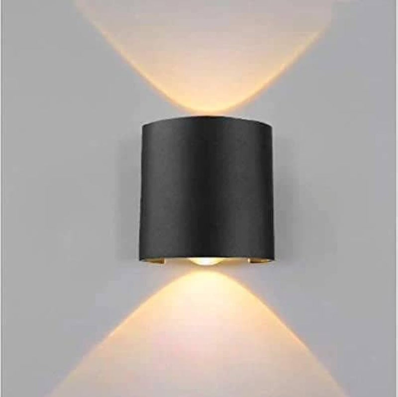 SEER 4 Watts Pack of 1 2 Ray Oval UpDown Outdoor Aluminium LED Outdoor Waterproof IP65 Exterior Wall Step Light Fixture Waterproof Lamp Warm White Black Body - Image 3