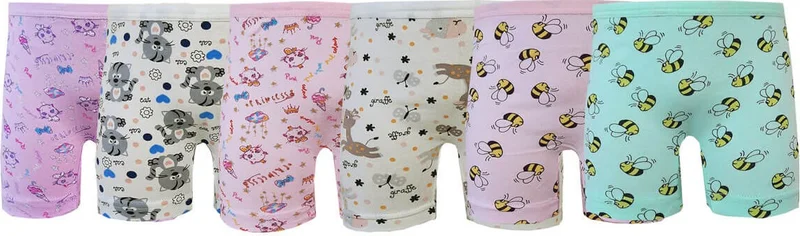 Hepsine Rakip Rival of All 6 Pack Girls' Boxers Cotton Lycra Printed Colorful Boxers