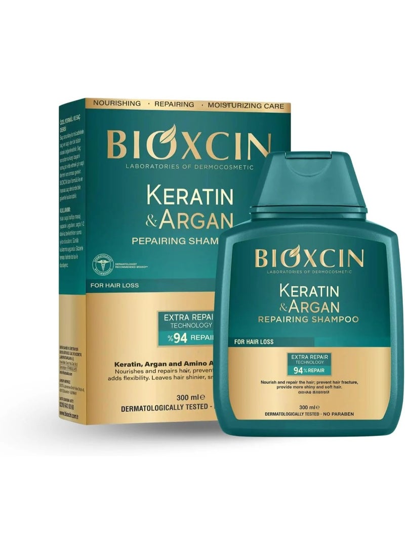 Bioxcin Keratin Argan Repairing Shampoo for Damaged, Worn, Weakened Hair 300ml - Image 1