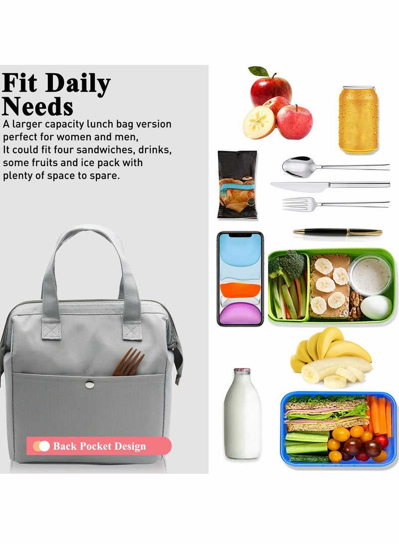SOLARAE Lunch Bag Bento Bag, Thickened Thermal Insulation Refrigerated Bento Tote Bag, Lunch Box Carrying Bag for Students Ladies Men Picnic Work Outdoor Grey - Image 4