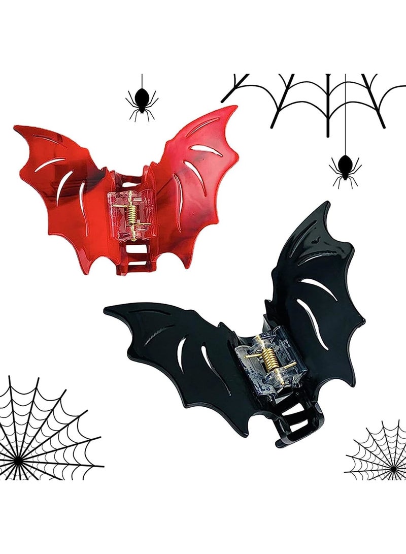 SOLARAE Bat Hair Claw Clips, Cartoon Hair Clips, Funny Hair Pins for Girls, Hair Accessories Cosplay Costume, Black Red - Image 1