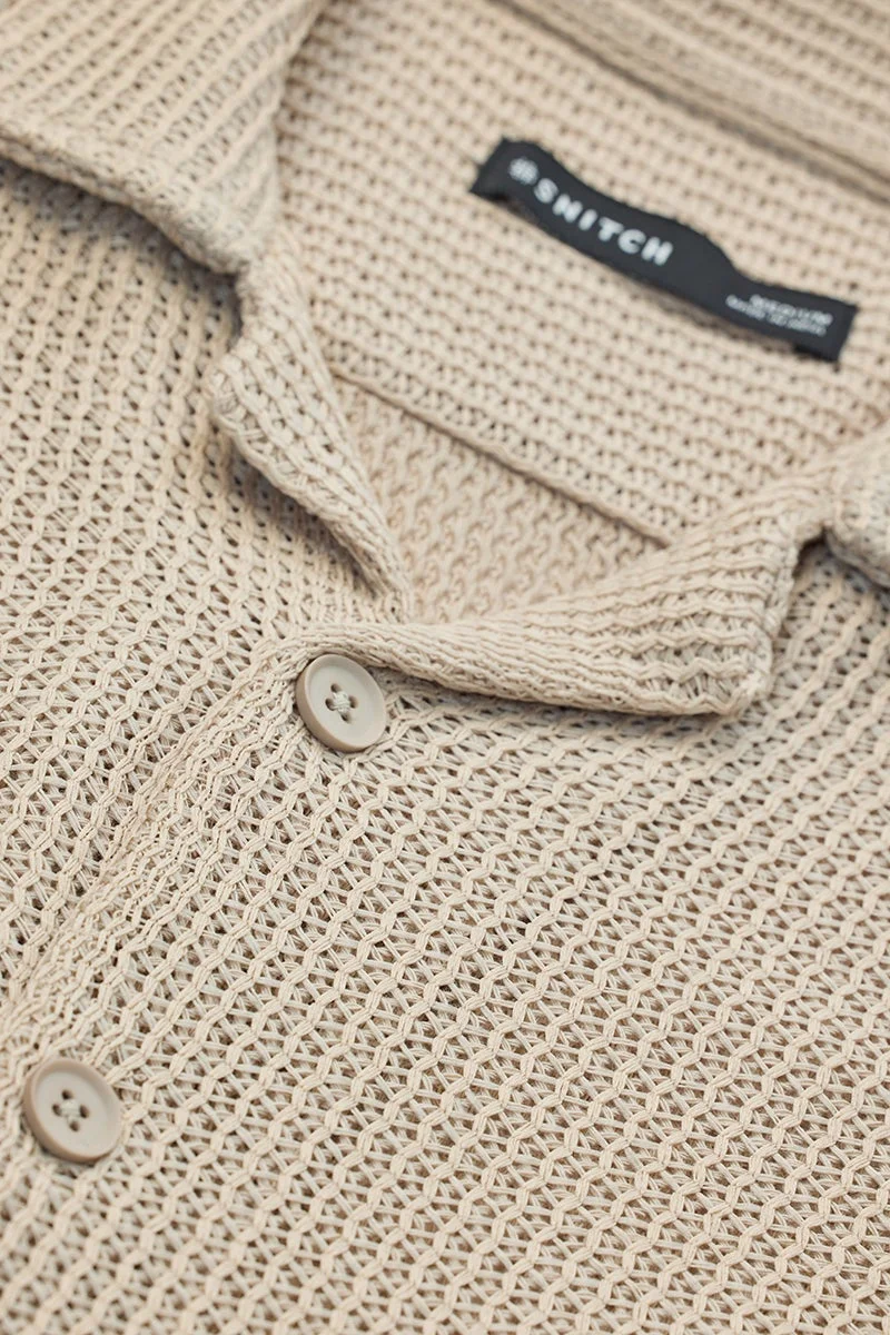 SNITCH Beige Box Fit Crochet Shirt