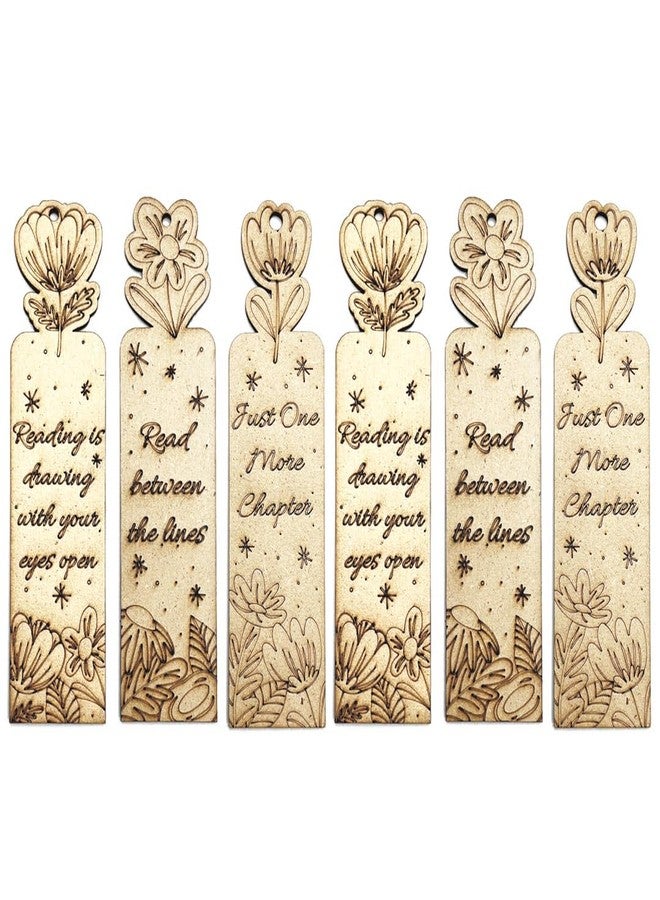 ADIKALA Premarked Floral MDF Bookmarks (6Pcs.) DIY Wooden Craft Bookmark Unfinished Wood Hanging Tags DIY Wedding, Birthday Party, MDF Board Suitable for Decoupage, Resin Art, Pyrography, Mandala Art - Image 1