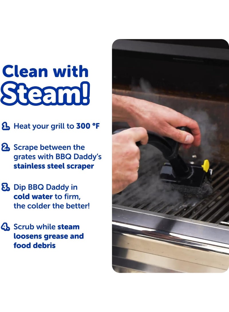 Scrub Daddy BBQ Steam Cleaning Grill Scrubber, Bristle Free BBQ Brush with FlexTexture Scrubber, Stainless Steel Scraper, Grate Lifter and Bottle Opener for Grill Cleaning - Image 4