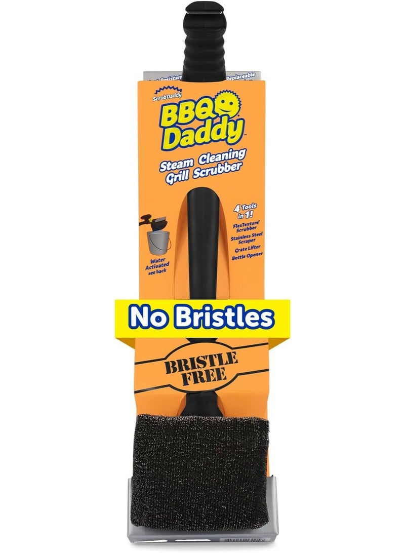 Scrub Daddy BBQ Steam Cleaning Grill Scrubber, Bristle Free BBQ Brush with FlexTexture Scrubber, Stainless Steel Scraper, Grate Lifter and Bottle Opener for Grill Cleaning - Image 1