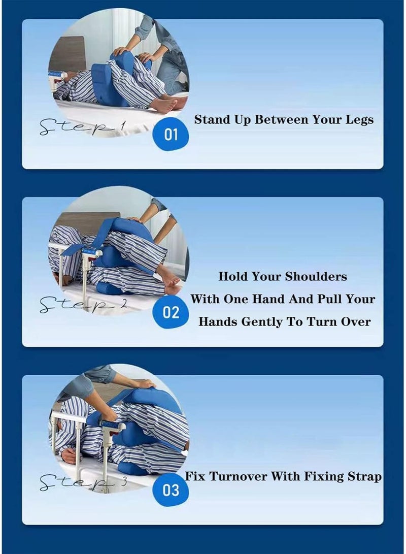 Patient Turning Device Turnover Device Waterproof Detachable PU Leather Turning Pillow Lift Assist Nursing Help The for Bedridden Elderly Patients Products Blue - Image 2