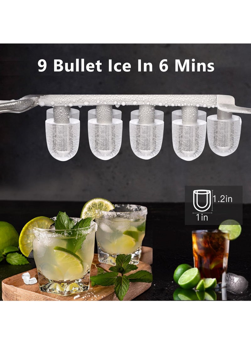 Generic Countertop Ice Maker, Stainless Steel Ice Maker Countertop 26.5Lbs per Day, 9 Cubes Ready in 6-8 Mins, Portable Ice Maker Machine with Auto-Cleaning, for Home/Kitchen/Party/Gift (Sliver)  - Image 2