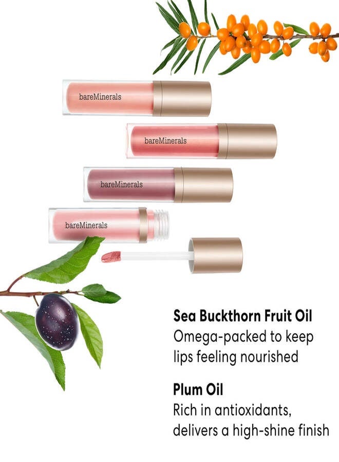 bareMinerals Mineralist Lip Gloss-Balm – Peace | Hydrating Sheer Nude-Beige Gloss-Balm with Cold-Pressed Fruit Oils, Vegan Non-Sticky Shine Lip Gloss – 4 ml - Image 4