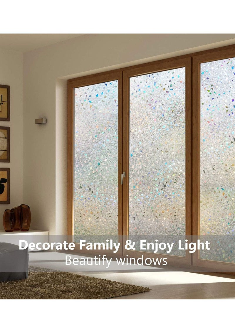SYOSI - Window Privacy Film, 3D Decorative Colored Windows Hidden UV Non-adhesive Electrostatic Stained Glass Window Decals Static Adhesion Gravel Design DIY Cuttable Home Decoration (45x200 cm) - Image 1