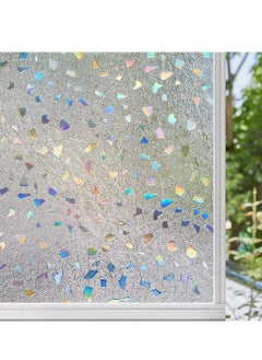 Window Privacy Film, 3D Decorative Colored Windows Hidden UV Non-adhesive Electrostatic Stained Glass Window Decals Static Adhesion Gravel Design DIY Cuttable Home Decoration (45x200 cm)