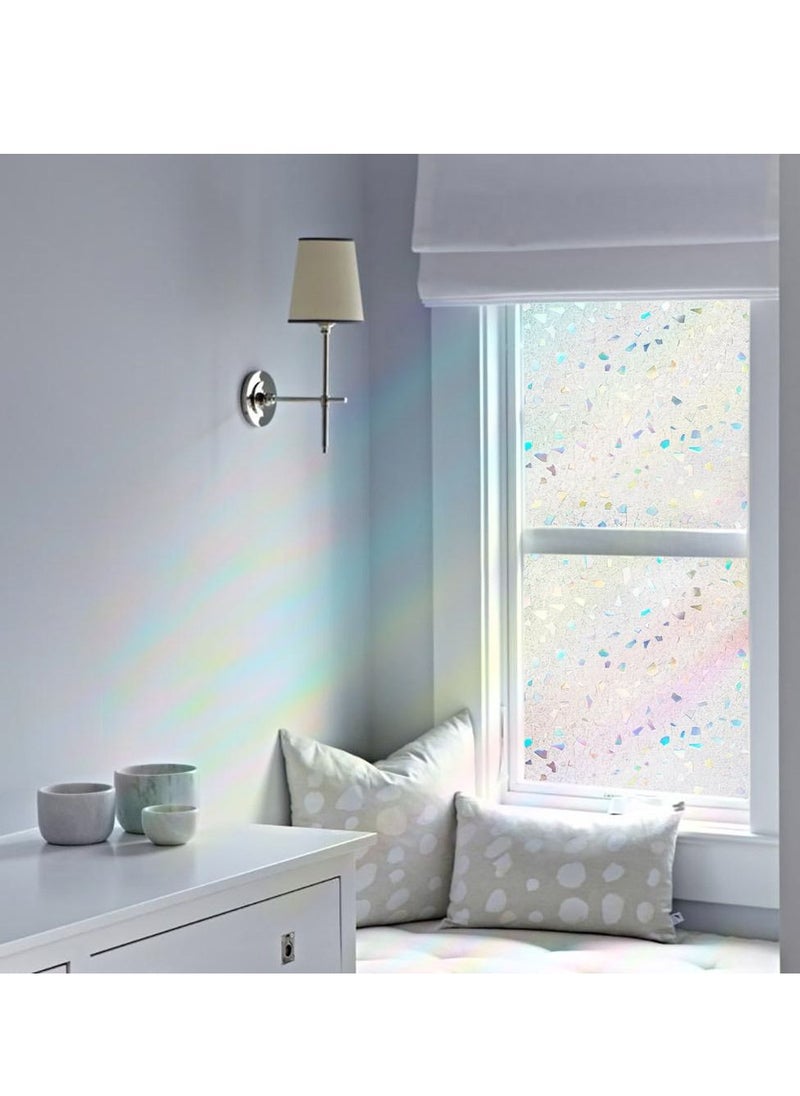 SYOSI - Window Privacy Film, 3D Decorative Colored Windows Hidden UV Non-adhesive Electrostatic Stained Glass Window Decals Static Adhesion Gravel Design DIY Cuttable Home Decoration (45x200 cm) - Image 1