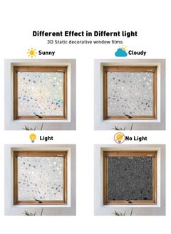 SYOSI Window Privacy Film, 3D Decorative Colored Windows Hidden UV Non-adhesive Electrostatic Stained Glass Window Decals Static Adhesion Gravel Design DIY Cuttable Home Decoration (45x200 cm)  - Image 4