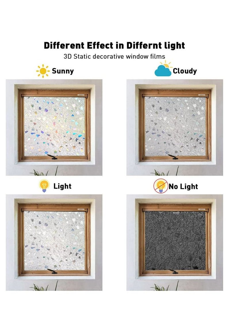 SYOSI - Window Privacy Film, 3D Decorative Colored Windows Hidden UV Non-adhesive Electrostatic Stained Glass Window Decals Static Adhesion Gravel Design DIY Cuttable Home Decoration (45x200 cm) - Image 1