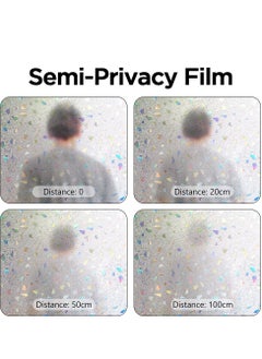 SYOSI Window Privacy Film, 3D Decorative Colored Windows Hidden UV Non-adhesive Electrostatic Stained Glass Window Decals Static Adhesion Gravel Design DIY Cuttable Home Decoration (45x200 cm)  - Image 5