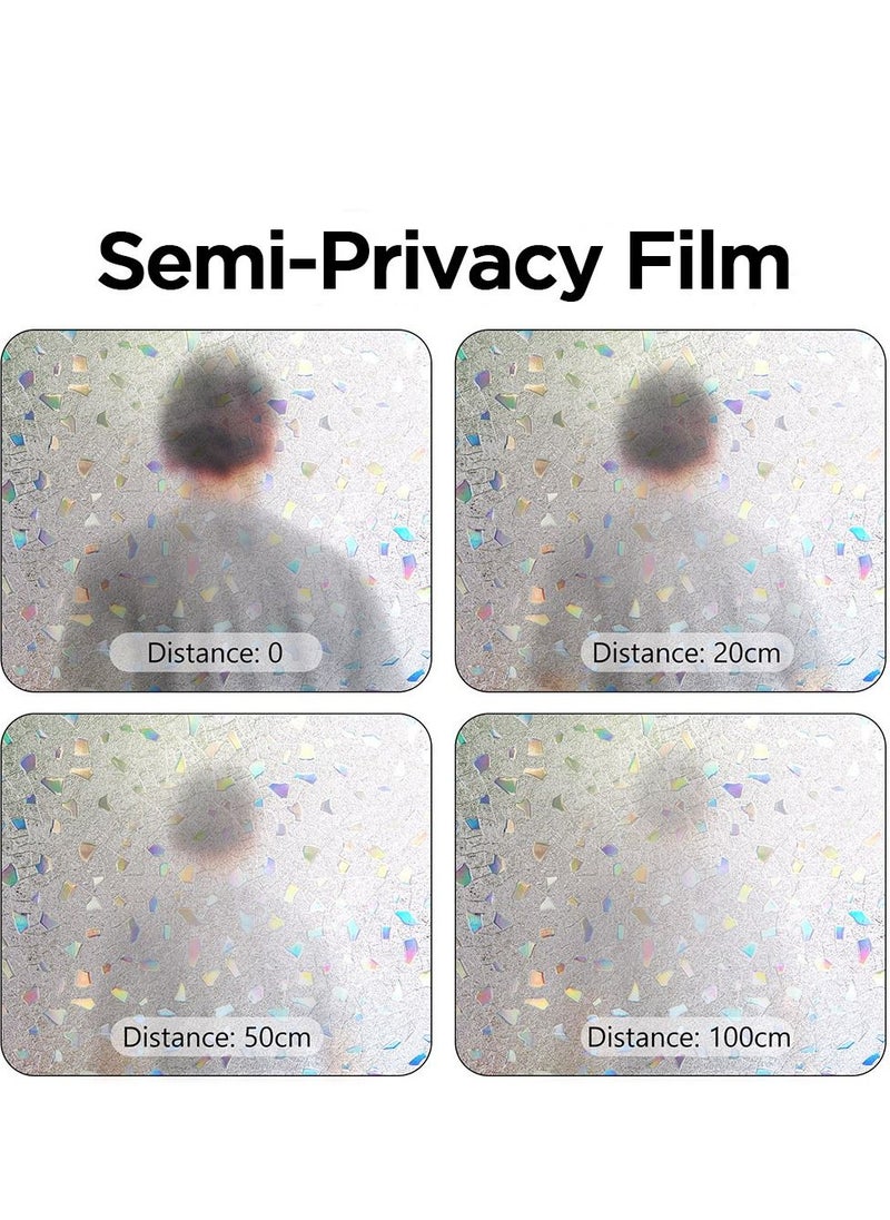 SYOSI - Window Privacy Film, 3D Decorative Colored Windows Hidden UV Non-adhesive Electrostatic Stained Glass Window Decals Static Adhesion Gravel Design DIY Cuttable Home Decoration (45x200 cm) - Image 1