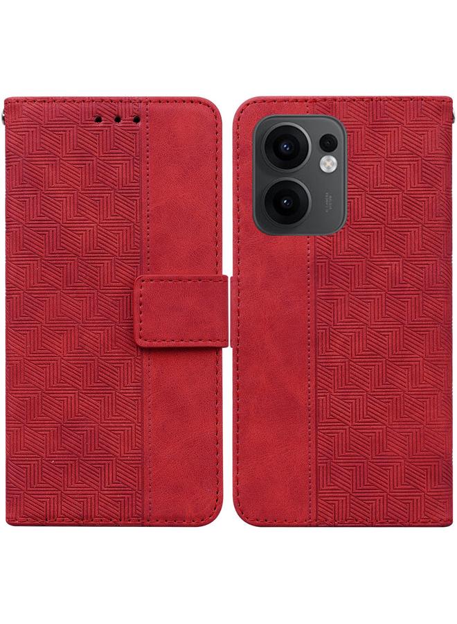 The Bros Case For OPPO Reno13 F 4G / 5G Geometric Embossed Leather Phone Case
