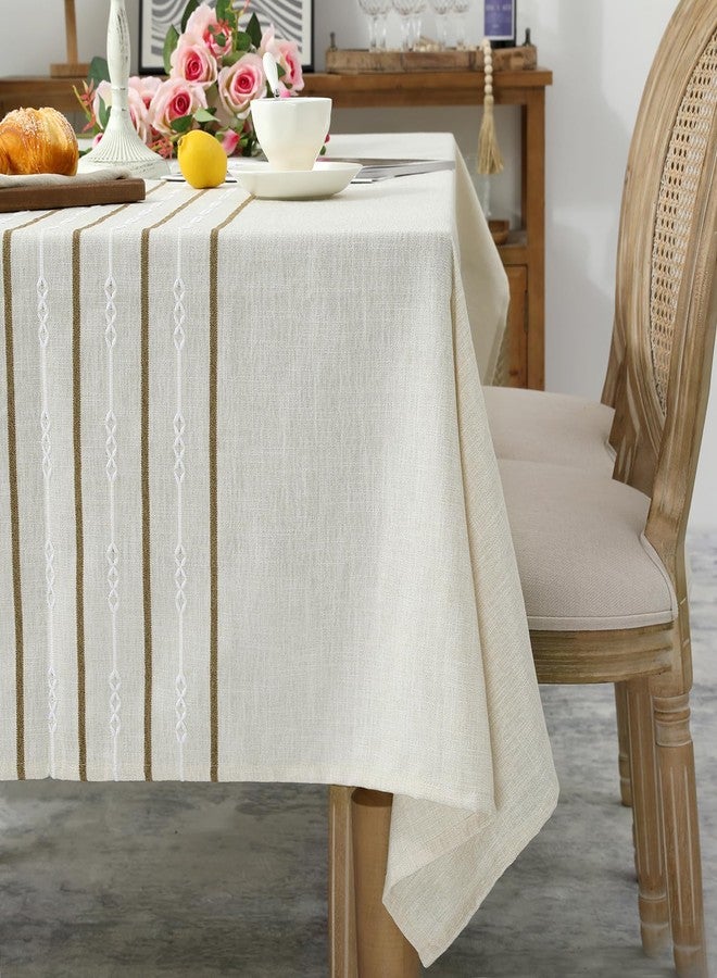 Chassic 60 x 104 inches Farmhouse Style Linen Tablecloths, Boho 6 Foot Wrinkle Resistant Washable Rectangle Table Cloth for Dining Room, Kitchen, Wedding and Holiday Decorative - Cream - Image 5