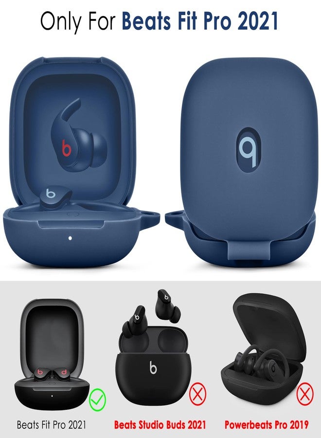 VISOOM Soft Case for Beats Fit Pro 2021 - Silicone Protective Cover for Apple Beats Pro Earbuds, Shockproof With Keychain for Men Women (Midnight Blue) - Image 2