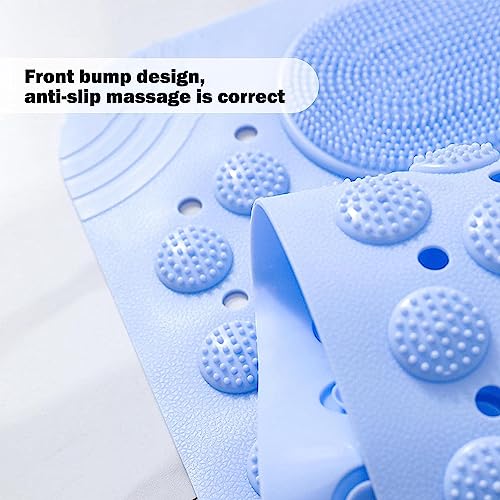 RichAxis Rectangular Anti Skid Bath Mat with Foot Scrubber for Bath Room Shower Mat with Suction Cups & Drain Holes Silicone Floor Mat for Kids & Adults (70 X 35, Blue) - Image 2