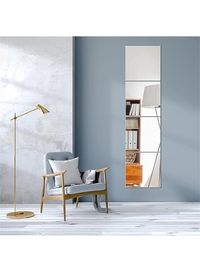 Full Length Wall Mirror Tiles, 4Pcs Frameless Wall Mirror Set, Make Up Mirror  for Home Office Bedroom Living Room Bathroom Door Gym (4Pcs) - Image 1