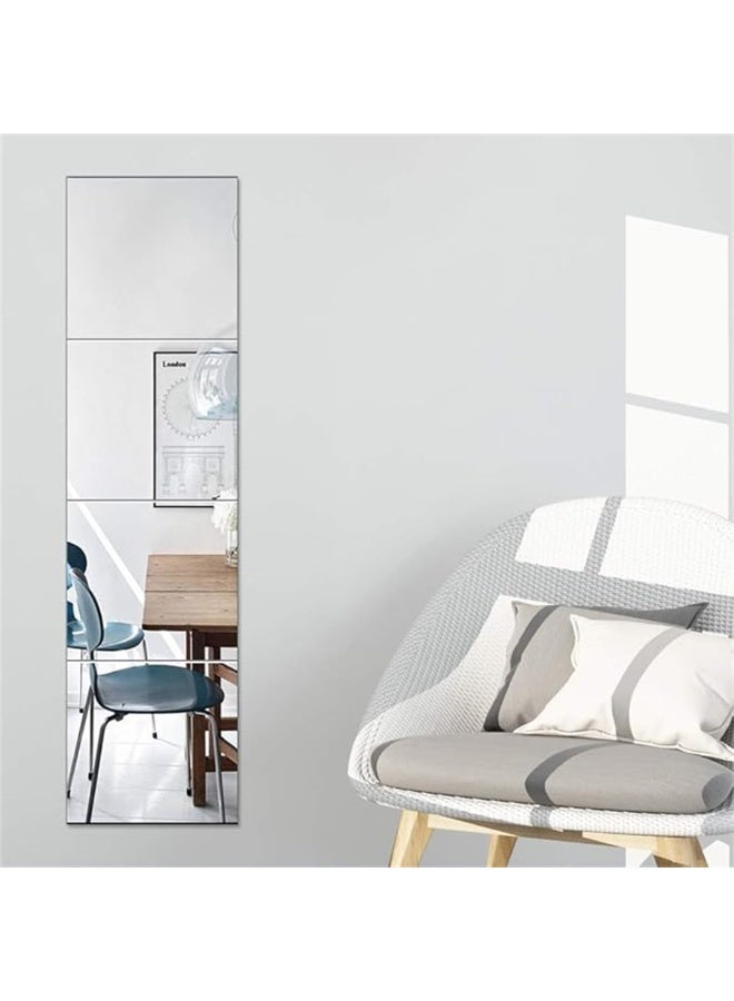 Full Length Wall Mirror Tiles, 4Pcs Frameless Wall Mirror Set, Make Up Mirror  for Home Office Bedroom Living Room Bathroom Door Gym (4Pcs) - Image 2