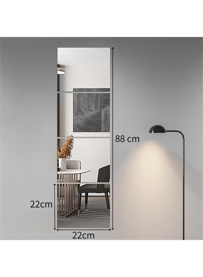 Full Length Wall Mirror Tiles, 4Pcs Frameless Wall Mirror Set, Make Up Mirror  for Home Office Bedroom Living Room Bathroom Door Gym (4Pcs) - Image 5
