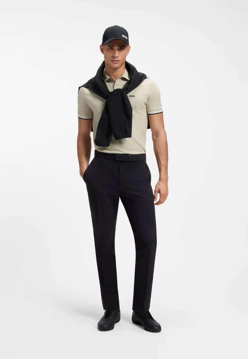 BOSS Light Beige Contrast-tipped polo shirt in cotton piqué for Men | Best Price UAE