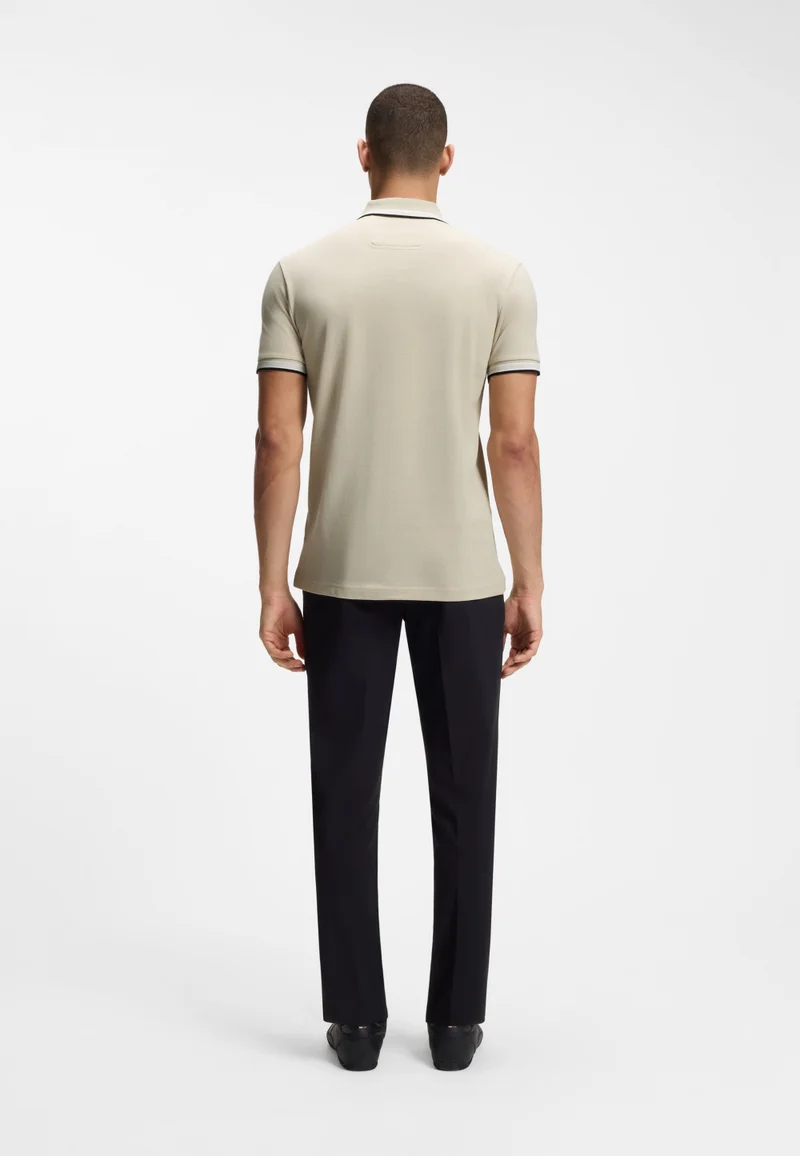 بوس Contrast-tipped polo shirt in cotton piqué