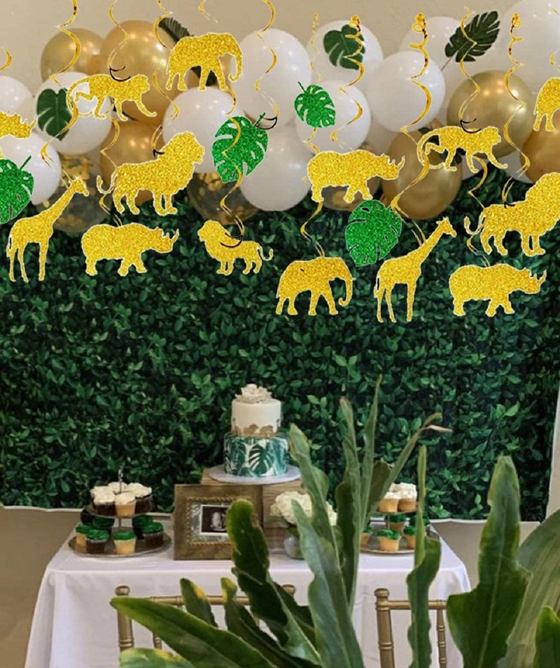 Festiko® 18 PCS Glitter Jungle Animals Party Decorations Safari Animals Swirl Hanging Decoration Jungle Animals Party Supplies Safari Party Favors - Image 3