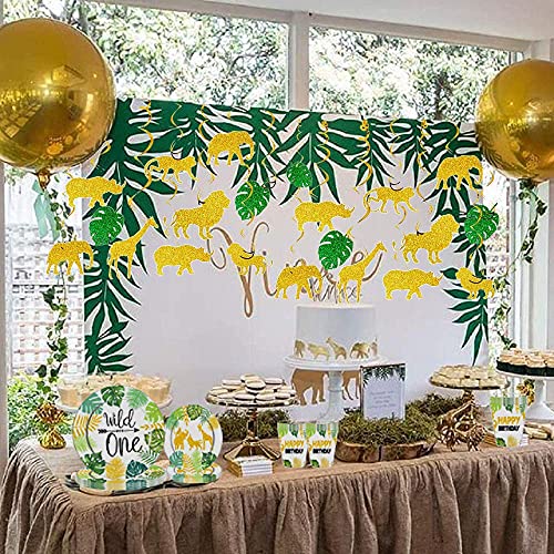Festiko® 18 PCS Glitter Jungle Animals Party Decorations Safari Animals Swirl Hanging Decoration Jungle Animals Party Supplies Safari Party Favors - Image 2