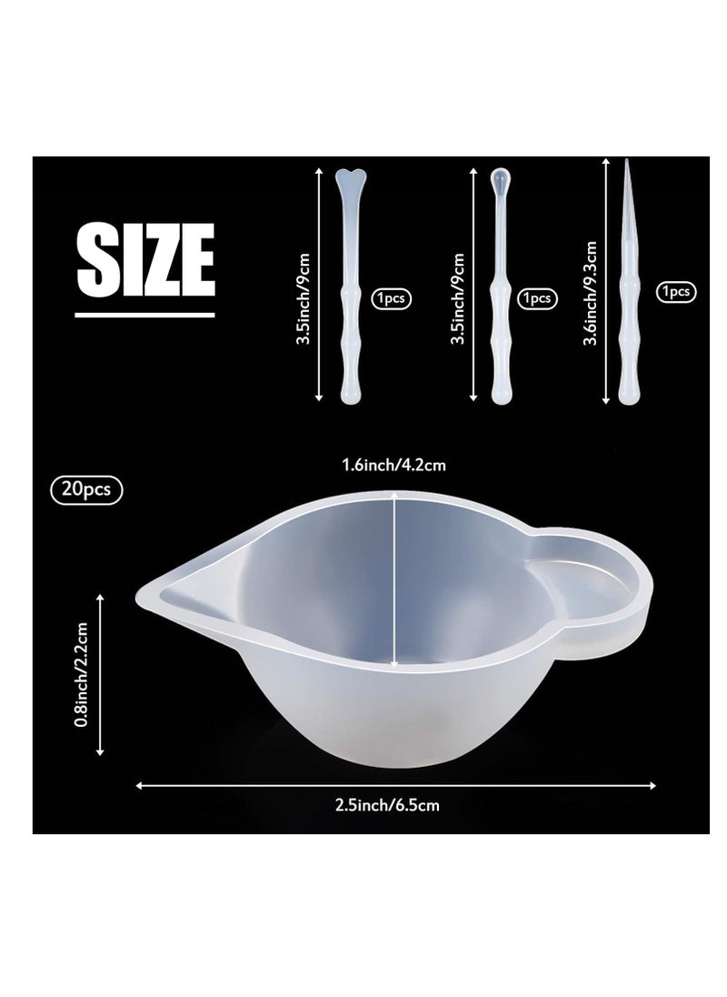SYOSI - 23-Piece Silicone Mold Cup Dispenser Kit for Epoxy Resin Crafts - Includes Mini Measuring Cups, Rubber Spoon, Glue Stick, Scraper, and Color Modulation Tools - Image 1