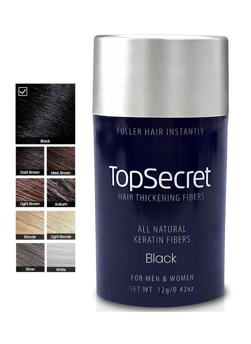 Top secret Top Secret Hair Thickening Building Fibers Refills - Undetectable & Natural Hair Filler - for Men & Women - Instantly Fill In Fine Thinning Hair - Weather & Sweat Resistant (Black, Regular)  - Image 1