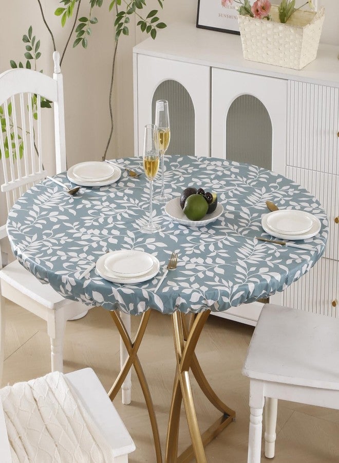 Walrus Round Vinyl Fitted Tablecloth with Flannel Backing Elastic Edge Design Table Cover Waterproof Oil-Proof PVC Table Cloth Stain-Resistant Best for 37"-44" Round - Image 4