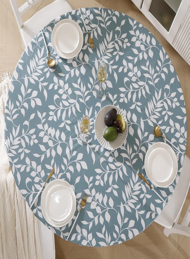 Walrus Round Vinyl Fitted Tablecloth with Flannel Backing Elastic Edge Design Table Cover Waterproof Oil-Proof PVC Table Cloth Stain-Resistant Best for 37"-44" Round - Image 1