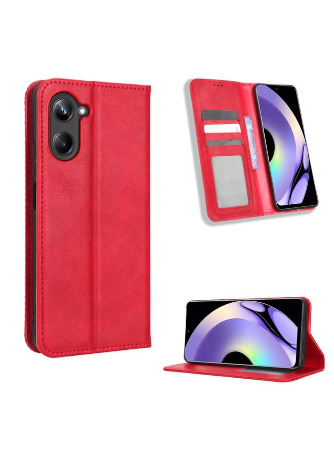 S-TOP Case For Realme 10 4G Magnetic Buckle Retro Texture Leather Phone Case - Image 1
