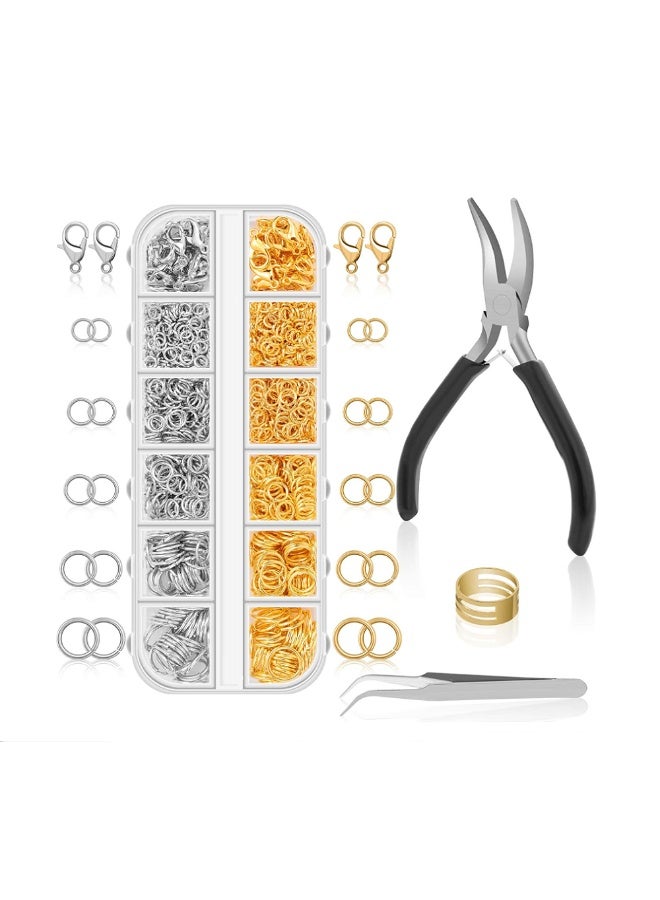 Yakumuz Jump Rings for Jewelry Making Supplies and Necklace Repair with Jump Ring Pliers and Open Jump Ring(1200Pcs Silver and Gold) - Image 1