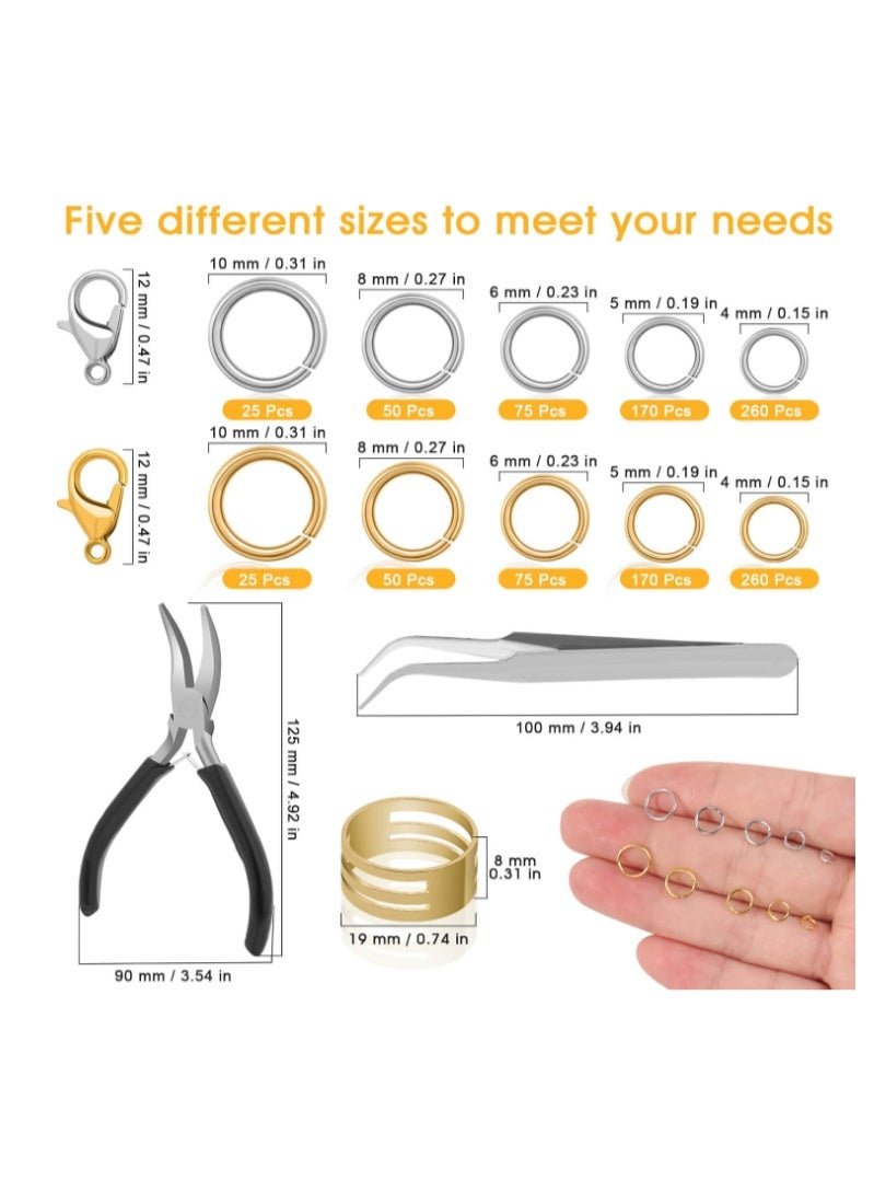 Yakumuz Jump Rings for Jewelry Making Supplies and Necklace Repair with Jump Ring Pliers and Open Jump Ring(1200Pcs Silver and Gold) - Image 4
