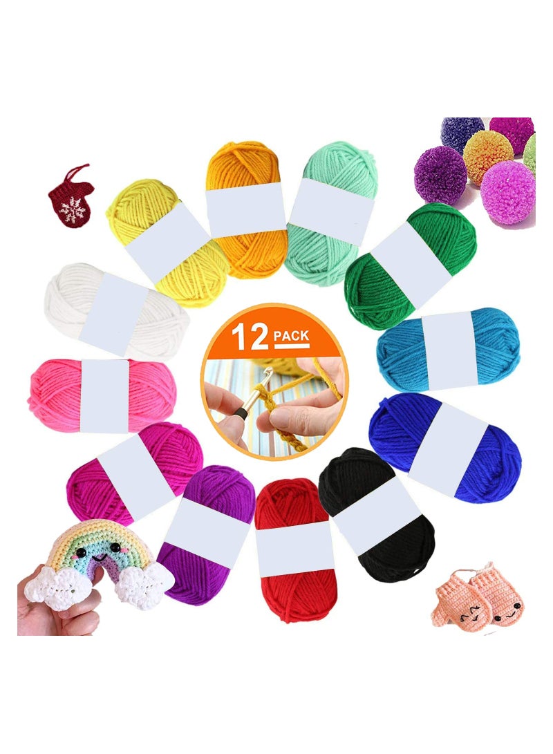 KASTWAVE 12 Pcs Soft Acrylic Yarn for Knitting Crochet DIY - Image 1