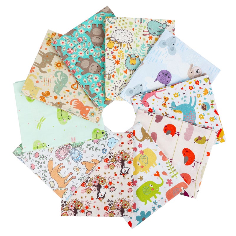 Craftido 25 Options 100 Cotton Quilting Fabric Bundles 10pcs Fat Quarters 18x21Medium Weight 52 oz for Quilting Sewing Project Patchwork DIY Crafts Wild Animal