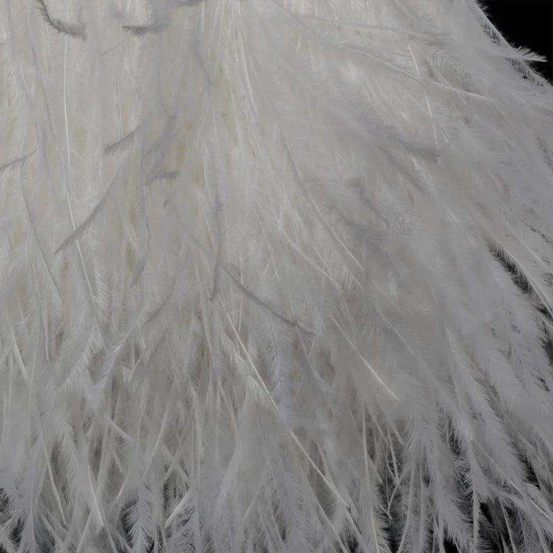 AMZTKDIY Ostrich Feathers Sewing Fringe Trim Ribbon For Crafts Clothes Accessories Latin Wedding Dress Diy 2-5 Yards 3-4Inch Width (2 Yards  White) - Image 5